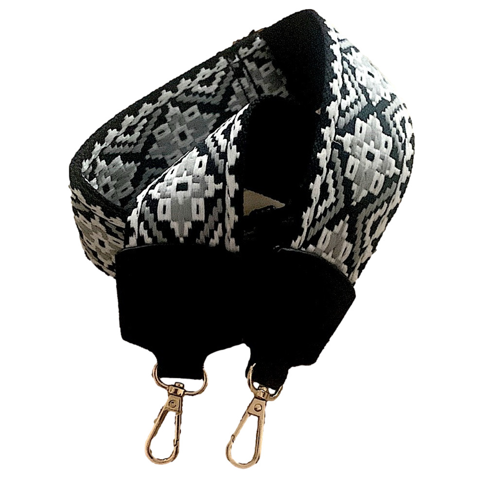Black and White Patterned Bag Strap